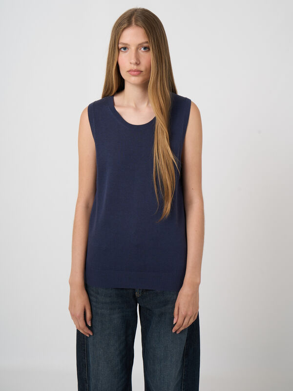 Cotton-blend knitted tank top image number 1