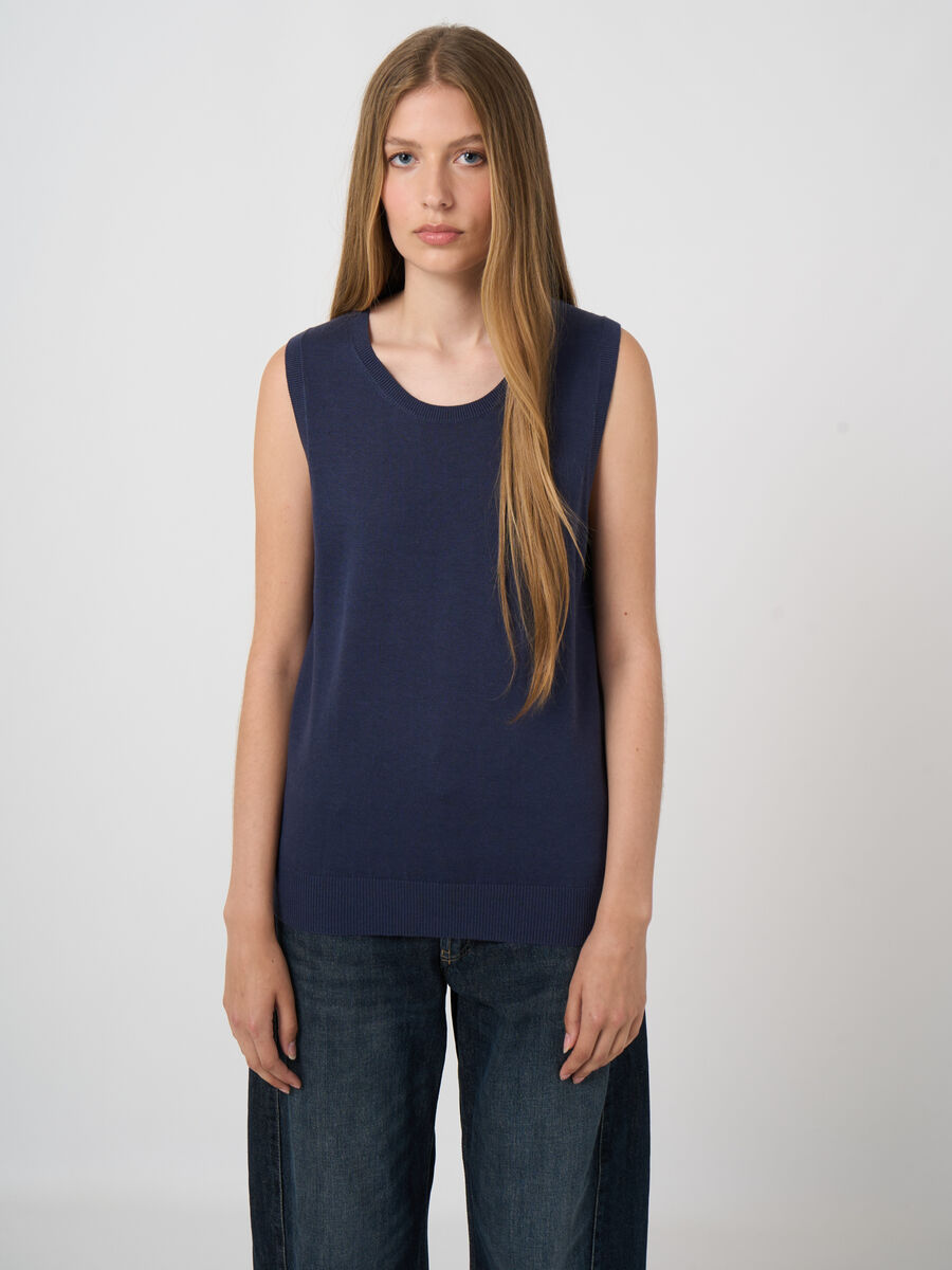 Cotton-blend knitted tank top image number 1