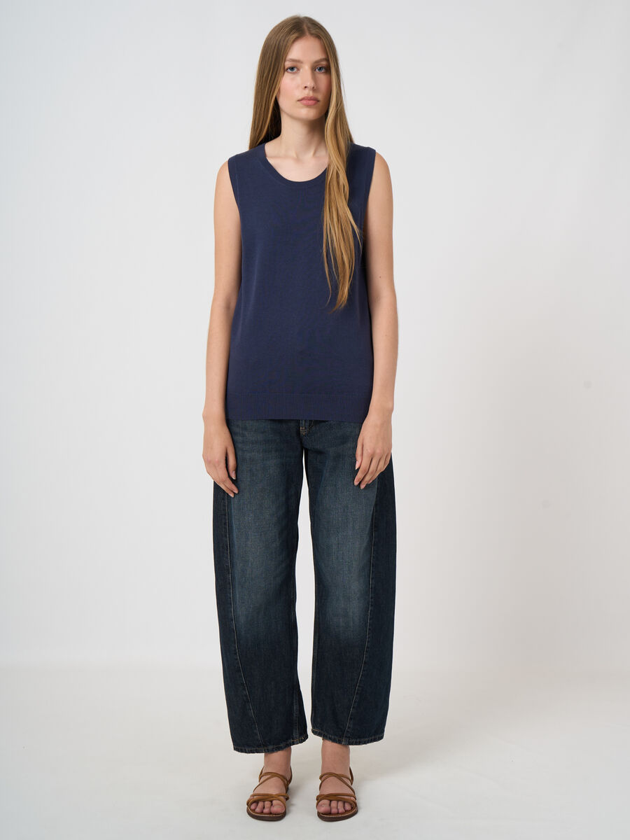 Cotton-blend knitted tank top image number 2