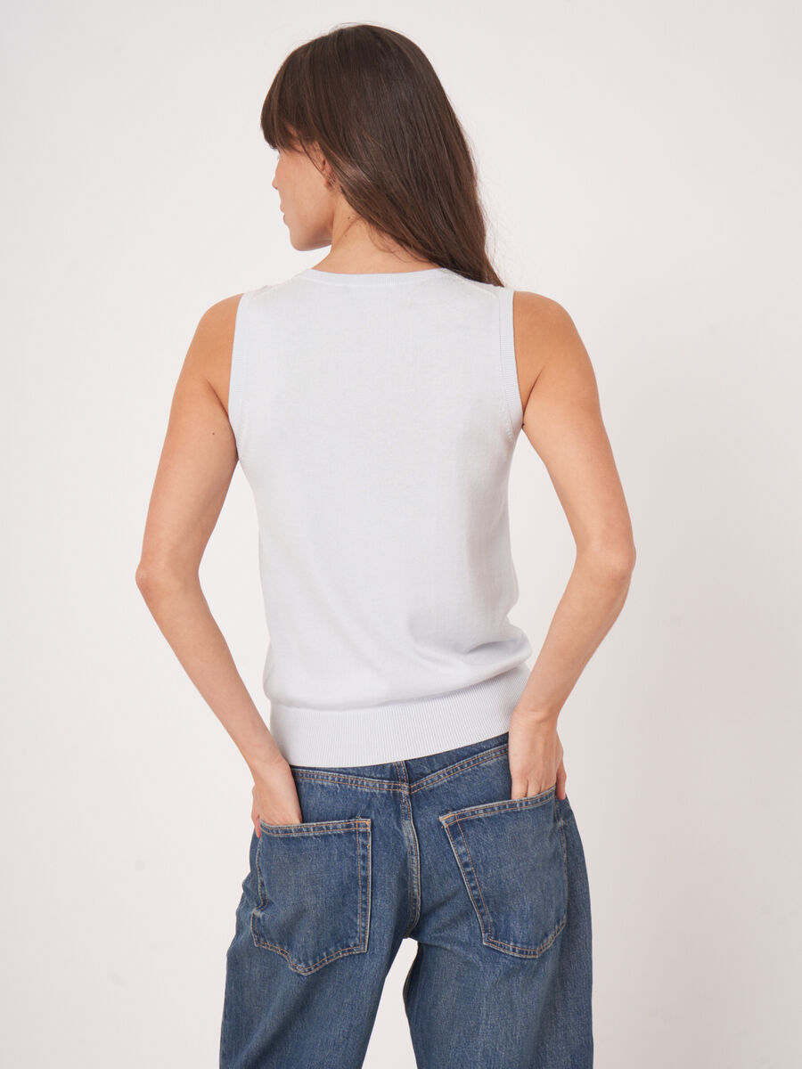 Cotton-blend knitted tank top image number 4