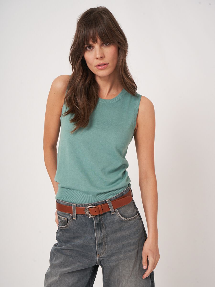 Cotton-blend knitted tank top image number 3