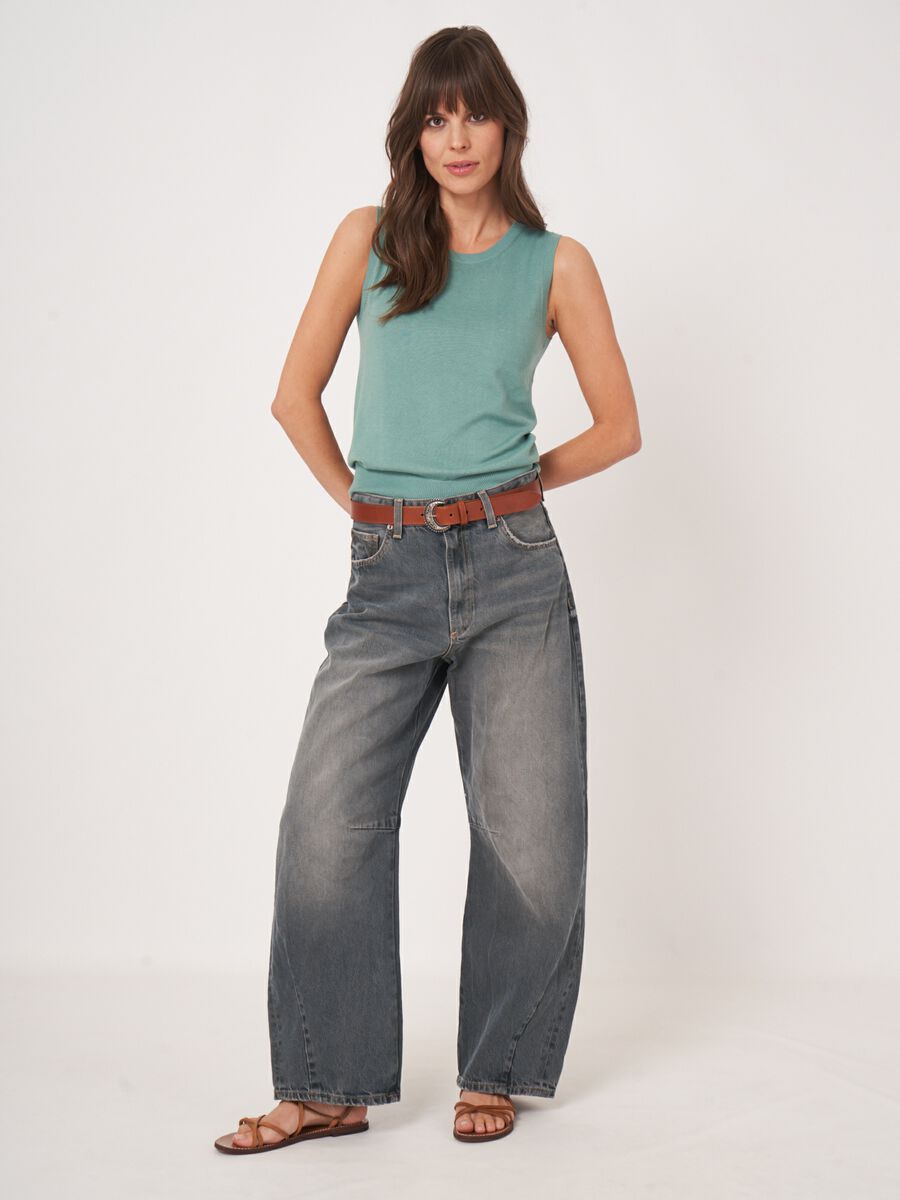 Cotton-blend knitted tank top image number 5