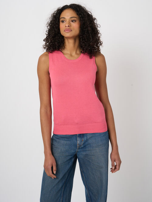 Cotton-blend knitted tank top