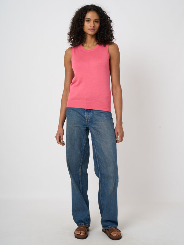 Cotton-blend knitted tank top image number 2