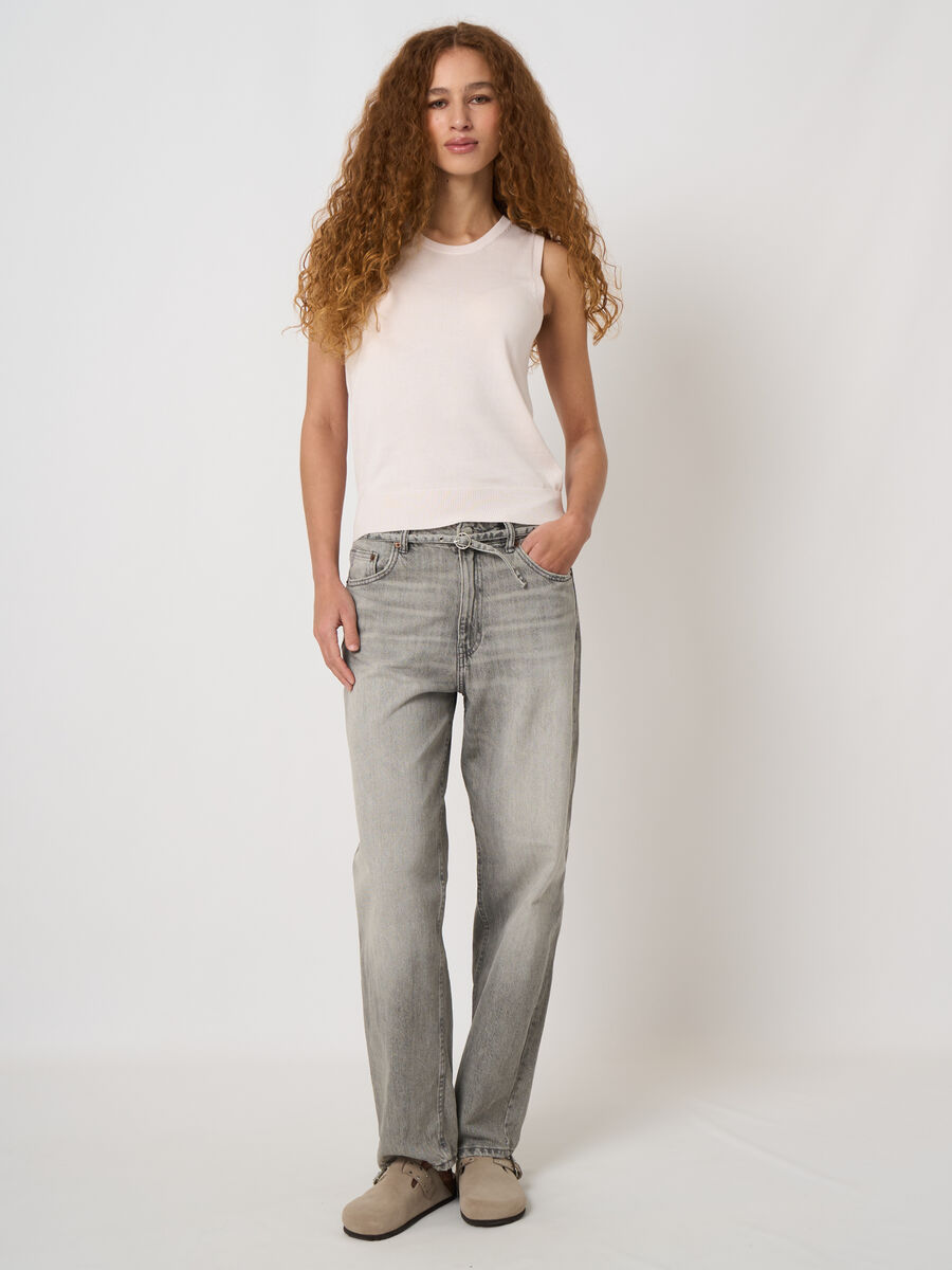 Cotton-blend knitted tank top image number 0