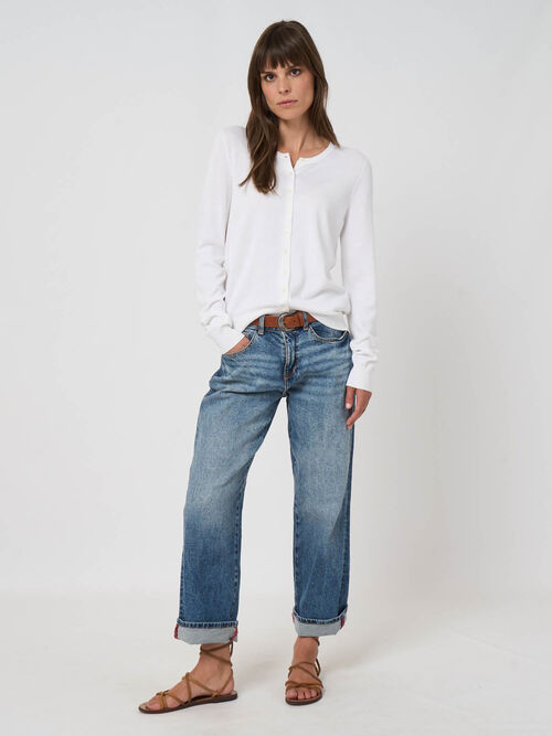 Basic fijn gebreid cardigan in katoenmix