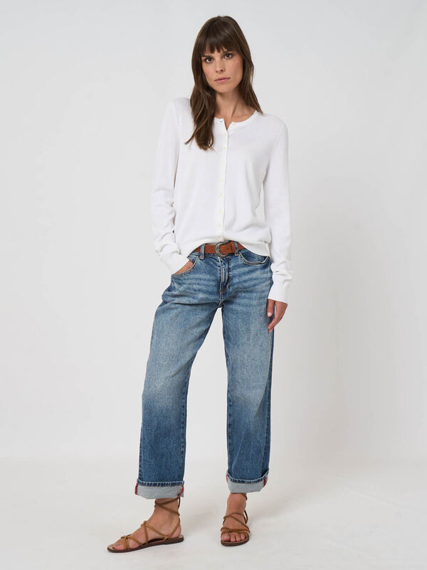 Basic Feinstrick-Strickjacke aus Baumwollmischung image number 0