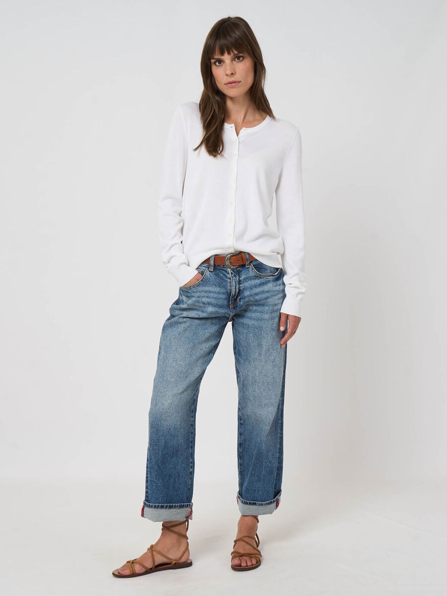 Basic fijn gebreid cardigan in katoenmix image number 0