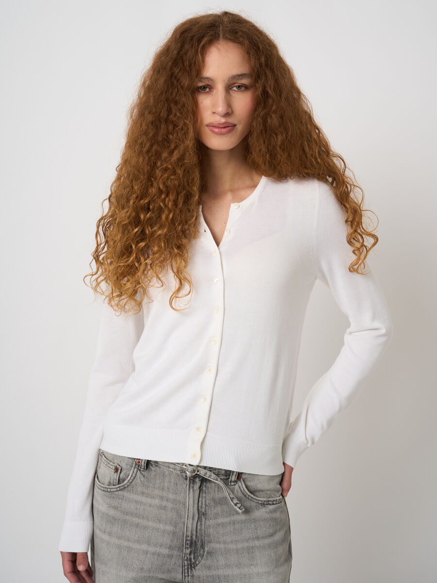 Feinstrick-Cardigan aus Baumwollmix mit Knopfleiste image number 0