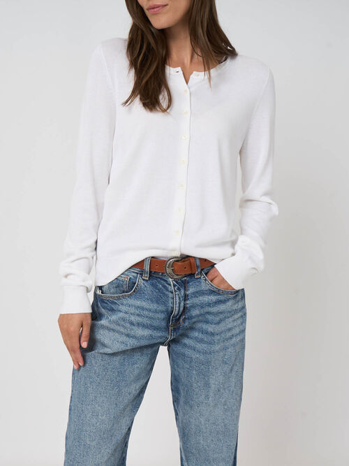 Basic fijn gebreid cardigan in katoenmix