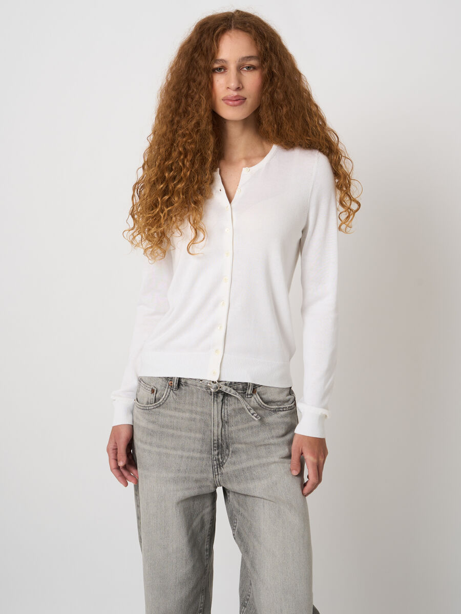 Feinstrick-Cardigan aus Baumwollmix mit Knopfleiste image number 1