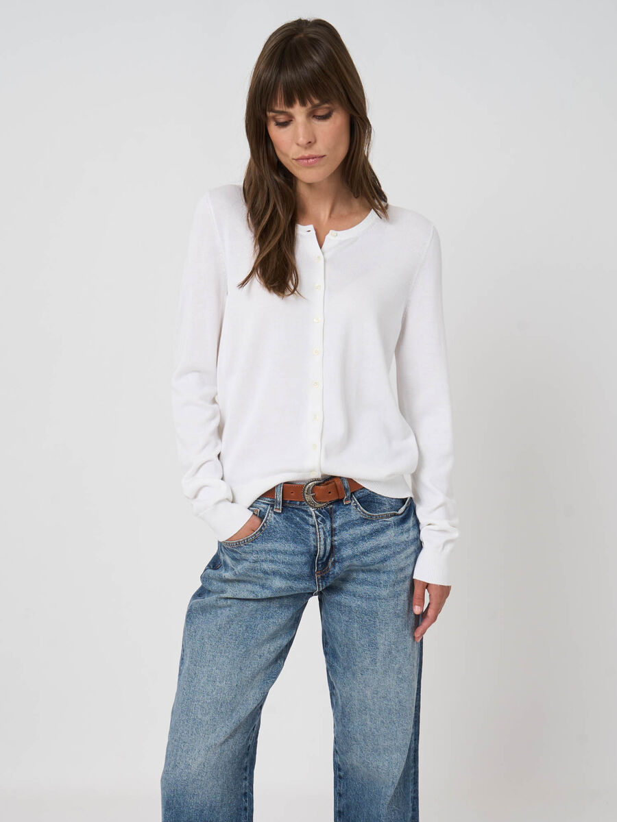 Basic fijn gebreid cardigan in katoenmix image number 2