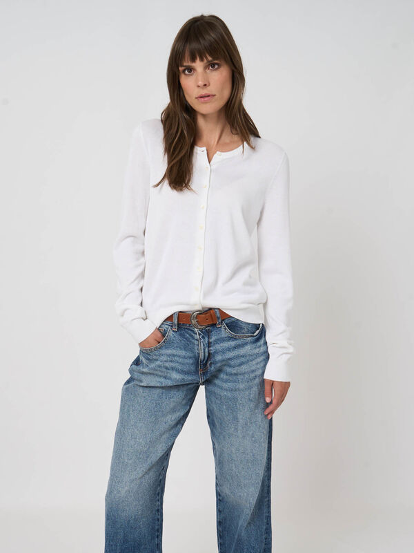 Basic Feinstrick-Strickjacke aus Baumwollmischung image number 3