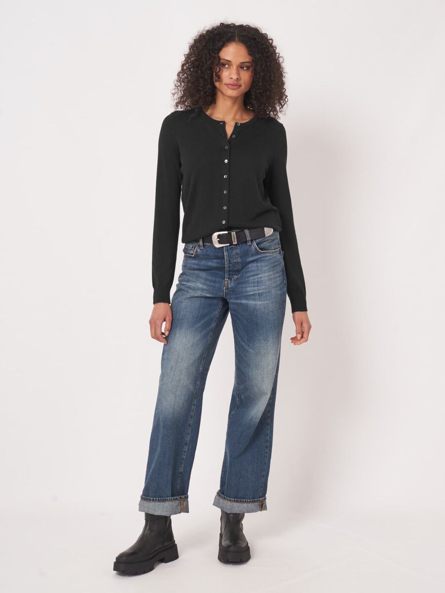 Fine-knit cotton-blend cardigan image number 4
