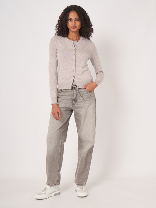 Basic fine knit cardigan in cotton blend