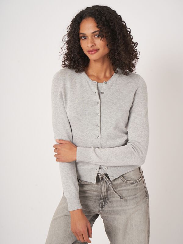 Basic fijn gebreid cardigan in katoenmix image number 0
