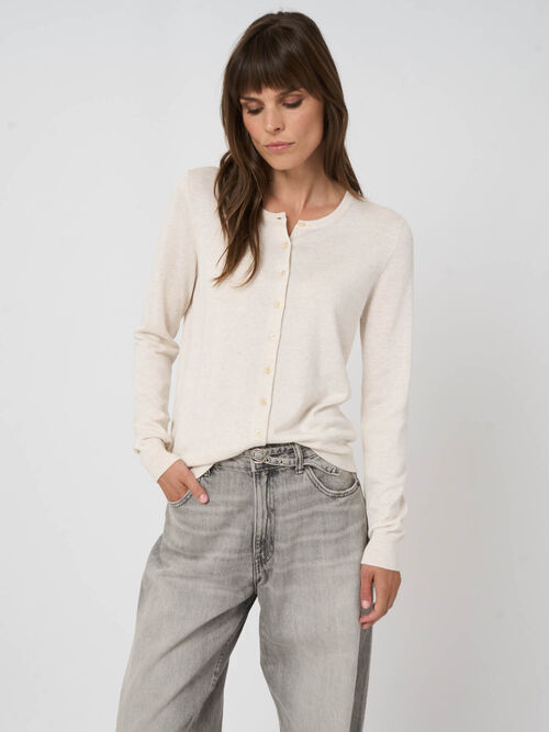 Basic fijn gebreid cardigan in katoenmix