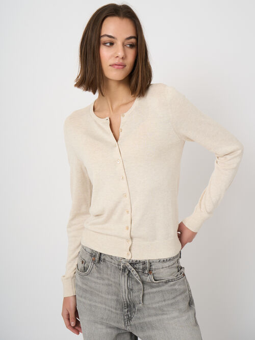 Fine-knit cotton-blend cardigan