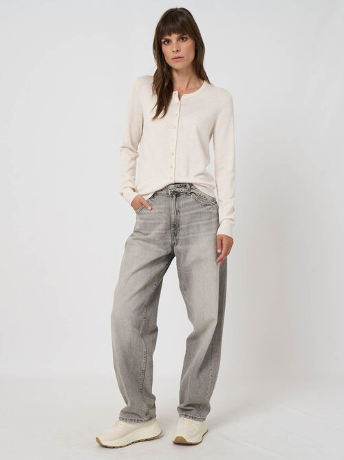 Basic fijn gebreid cardigan in katoenmix