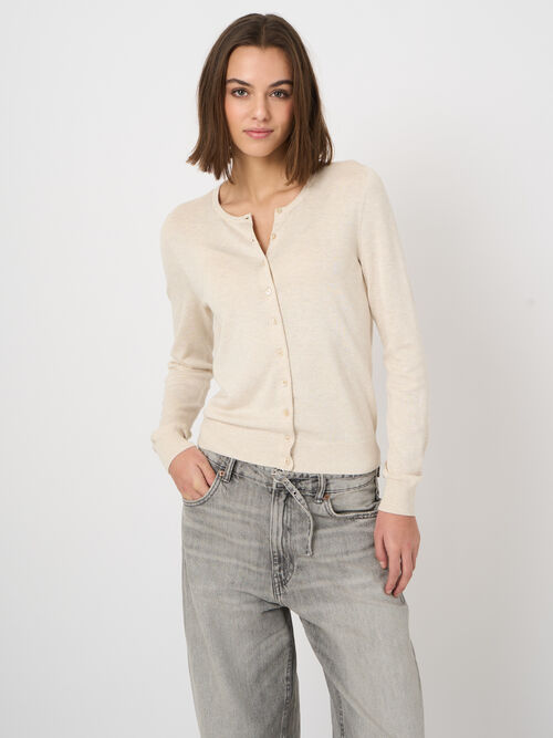 Fine-knit cotton-blend cardigan
