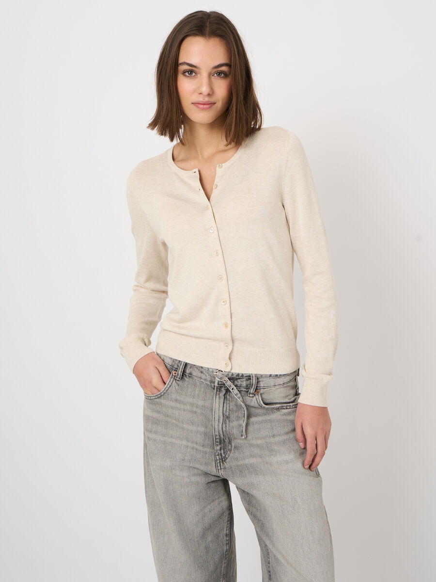 Fine-knit cotton-blend cardigan image number 1