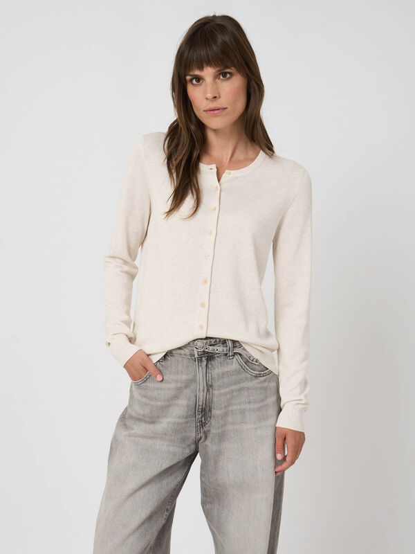 Basic Feinstrick-Strickjacke aus Baumwollmischung image number 2