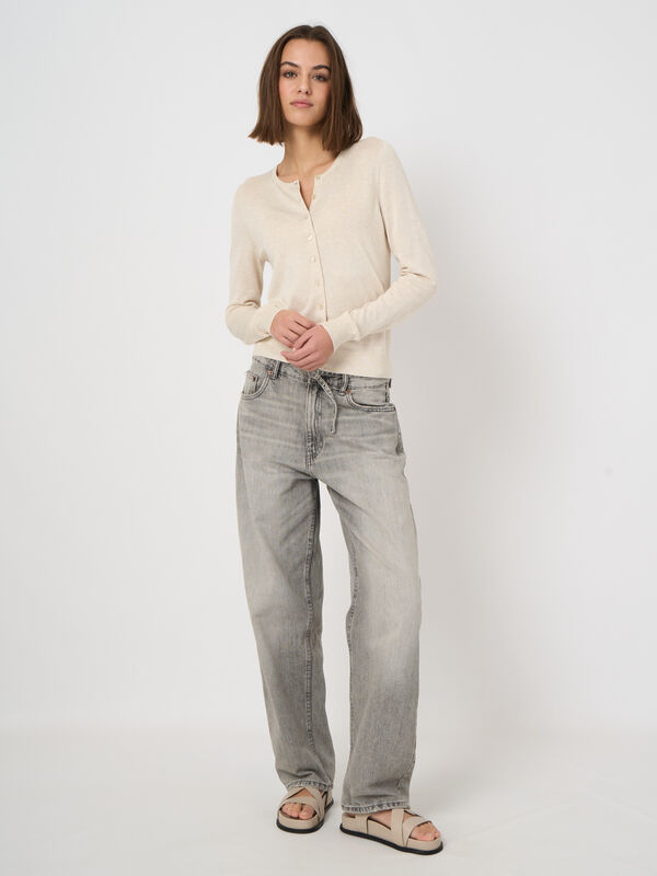 Fijngebreid vest van katoenmix image number 2