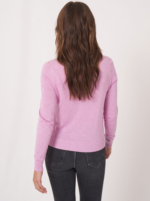 Basic fine knit cardigan in organic cotton blend