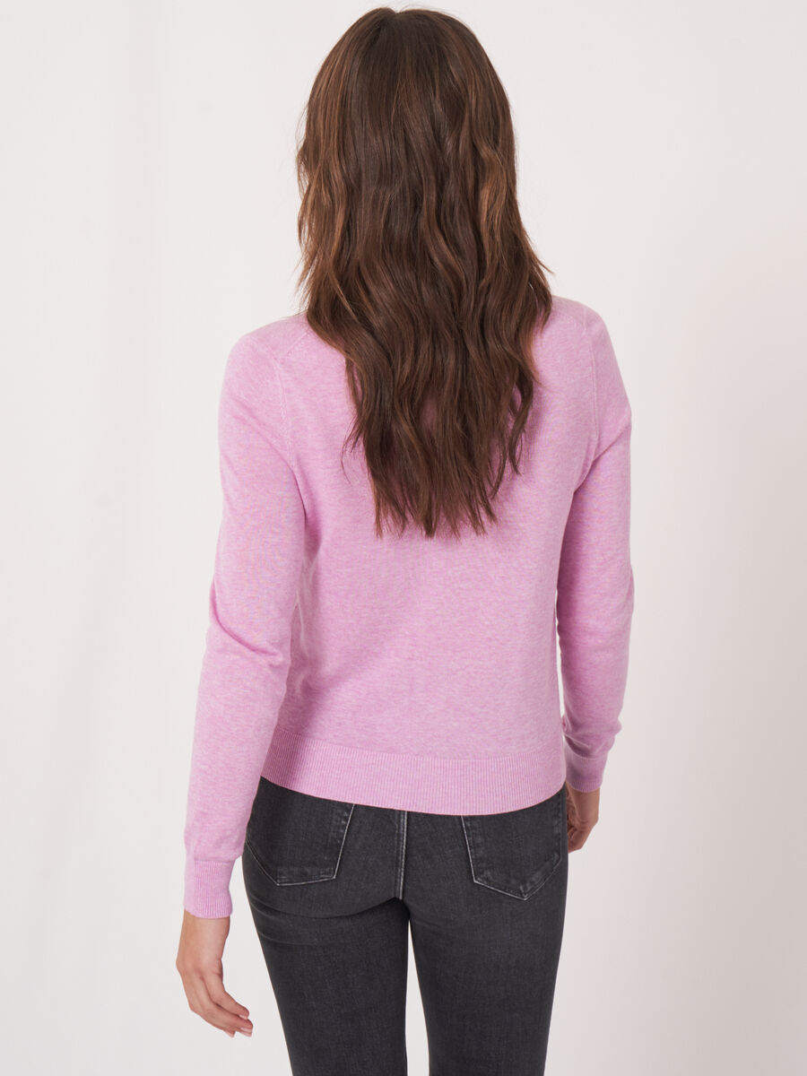 Basic fine knit cardigan in organic cotton blend image number 1
