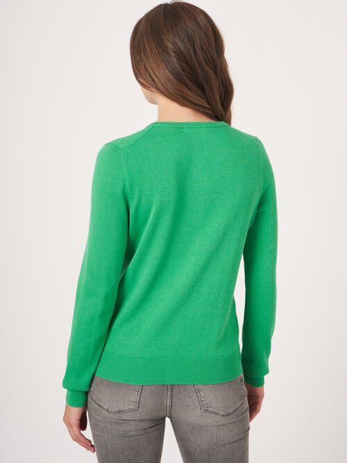 Basic fijn gebreid cardigan in organisch katoenmix