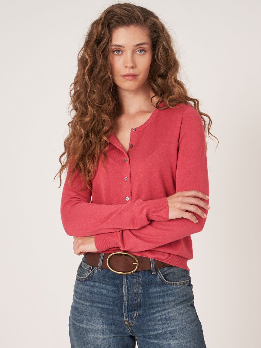 Basic Feinstrick-Strickjacke aus Baumwollmischung image number 1