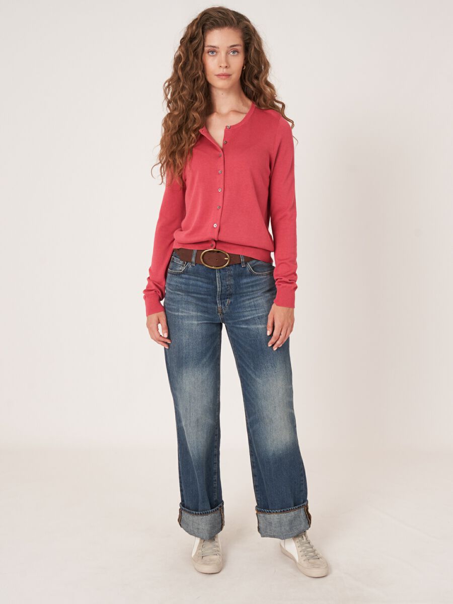 Basic Feinstrick-Strickjacke aus Baumwollmischung image number 5