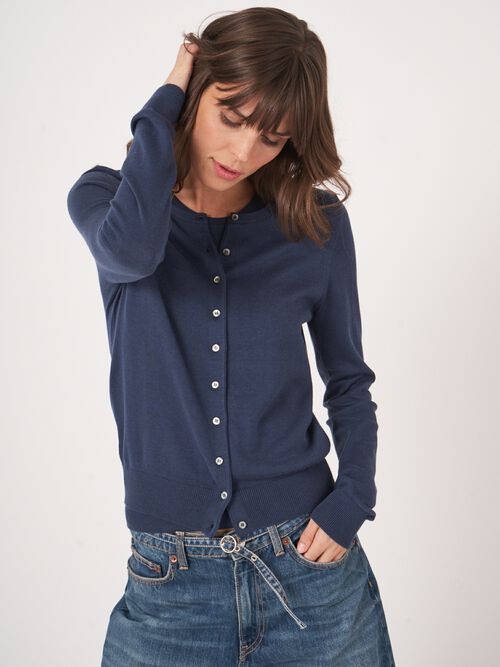 Basic fijn gebreid cardigan in katoenmix