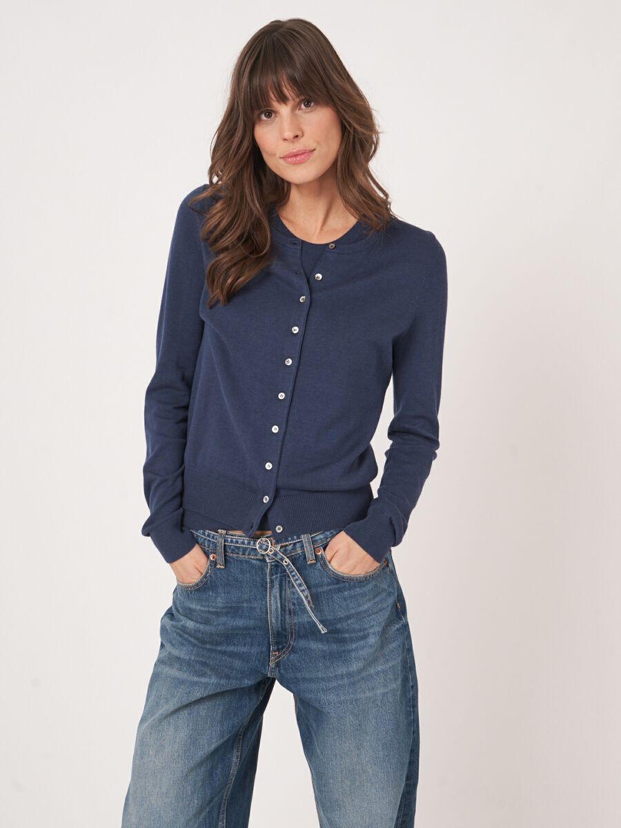 Basic fijn gebreid cardigan in katoenmix image number 3