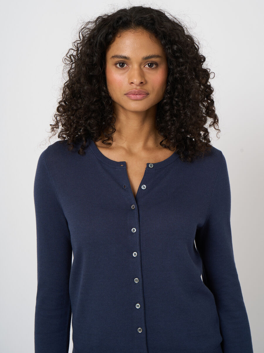 Cardigan maille fine en coton m&eacute;lang&eacute; image number 2