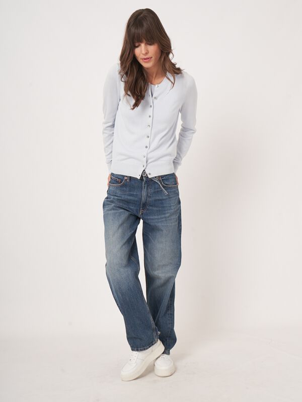 Basic fijn gebreid cardigan in katoenmix image number 4