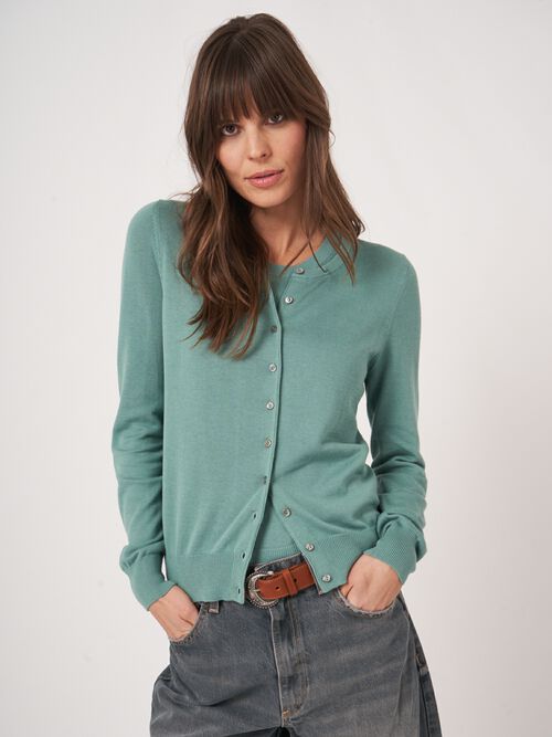 Basic fijn gebreid cardigan in katoenmix