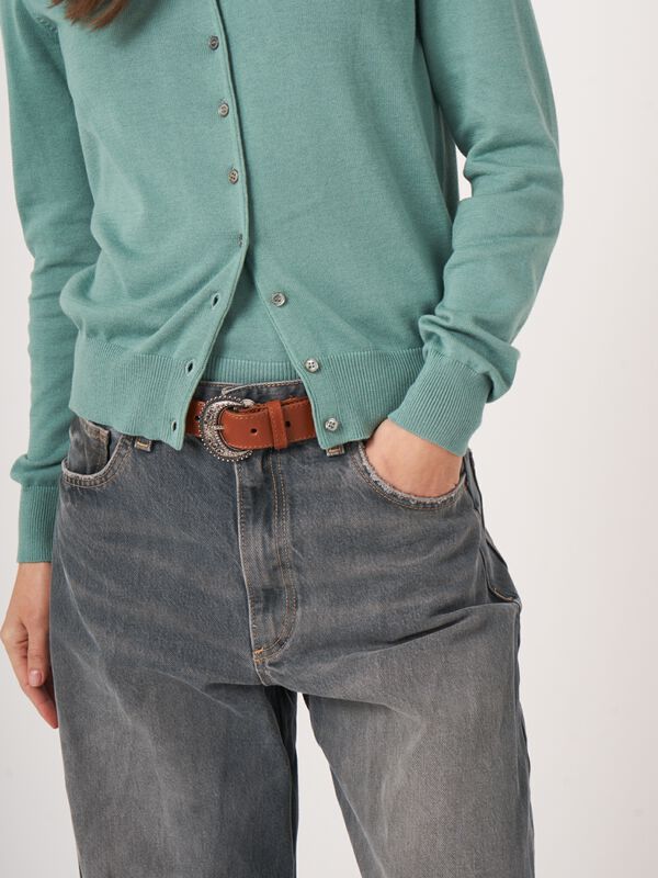 Cardigan basique en fine maille en coton mélangé image number 3