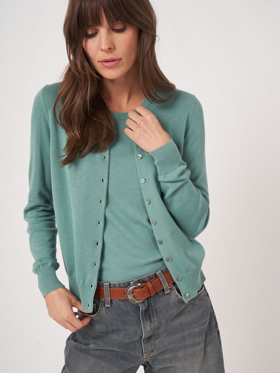 Basic fijn gebreid cardigan in katoenmix image number 5