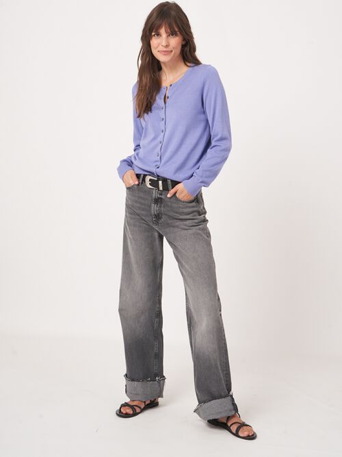 Basic fijn gebreid cardigan in katoenmix