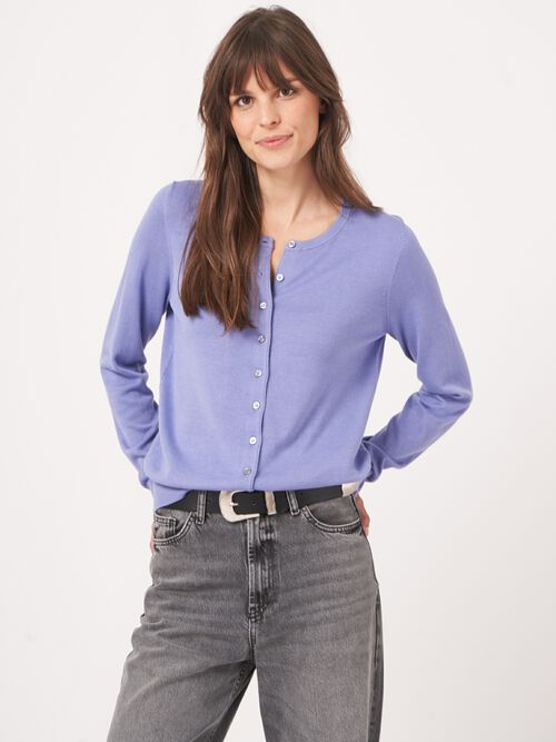 Basic Feinstrick-Strickjacke aus Baumwollmischung