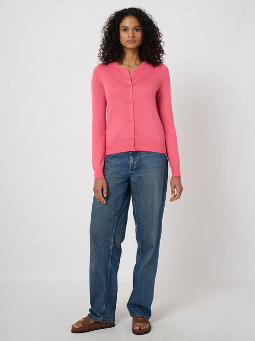 Fine-knit cotton-blend cardigan
