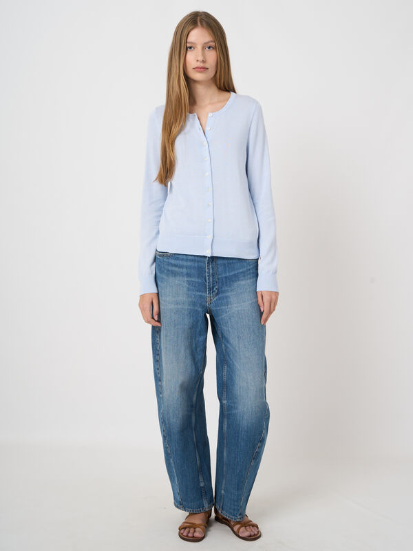 Feinstrick-Cardigan aus Baumwollmix mit Knopfleiste image number 1