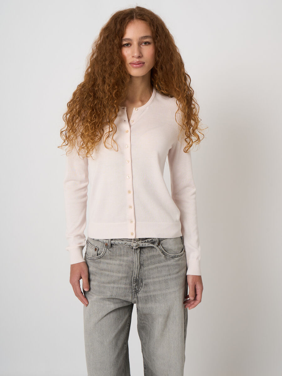 Fine-knit cotton-blend cardigan image number 0