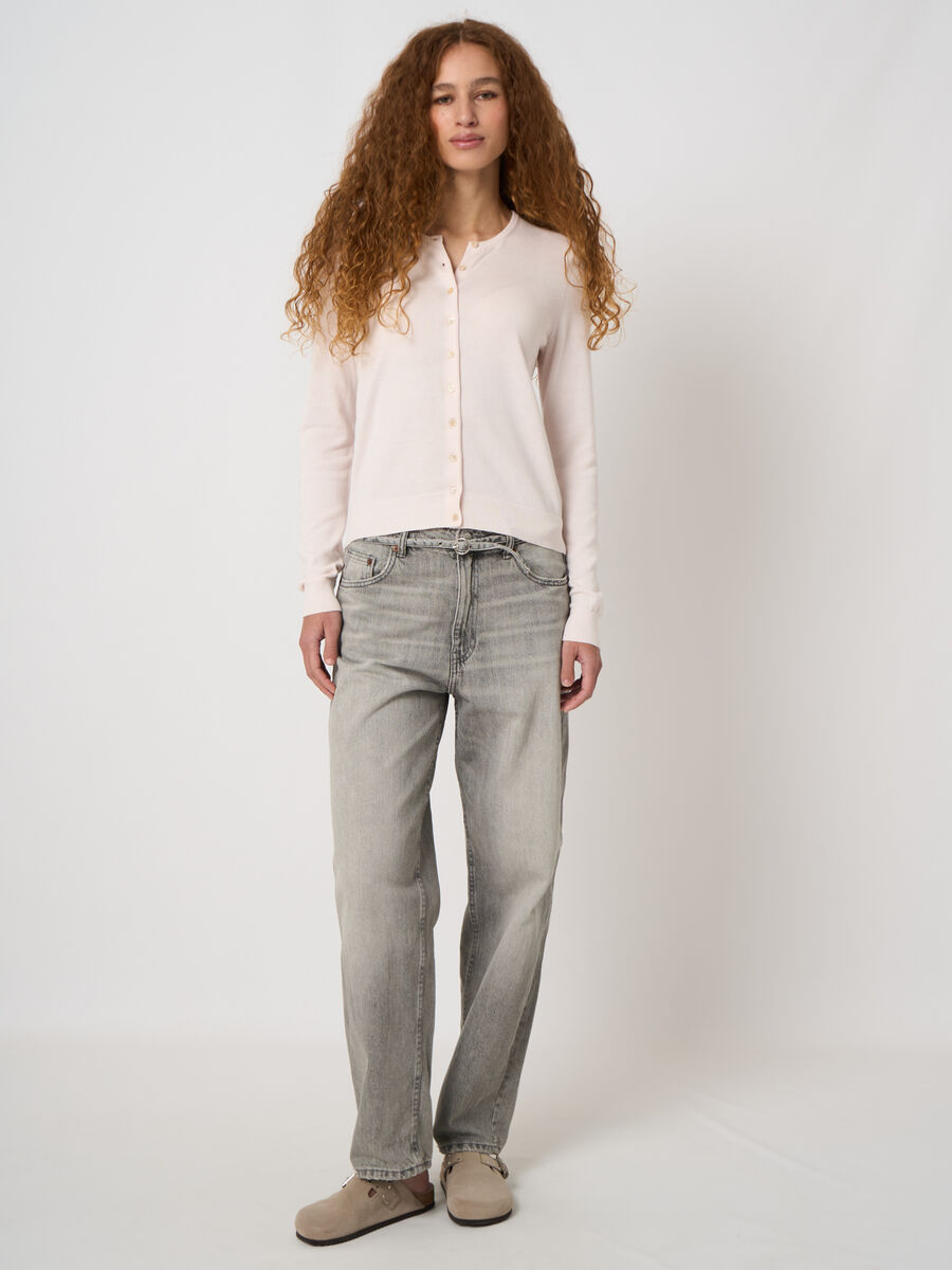 Fine-knit cotton-blend cardigan image number 1