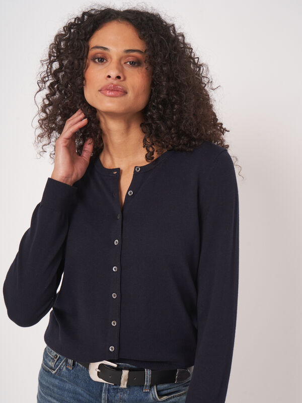 Basic fijn gebreid cardigan in katoenmix image number 2