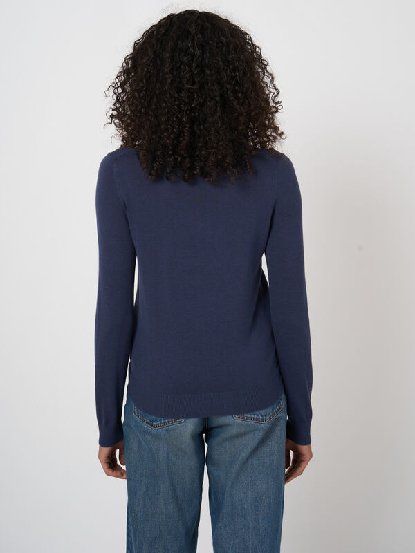 Feinstrick V-Ausschnitt-Pullover aus Baumwollmix image number 3