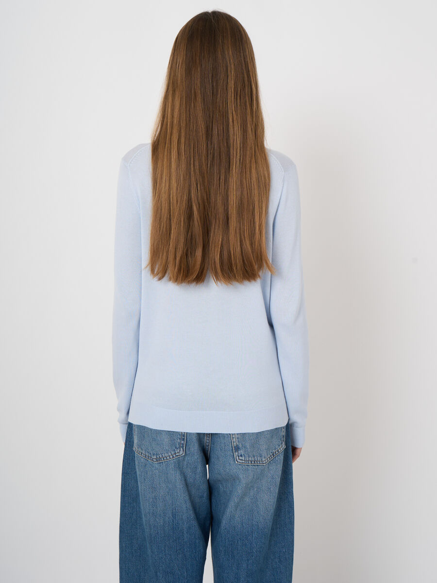 Pull col V en maille fine, coton m&eacute;lang&eacute; image number 2