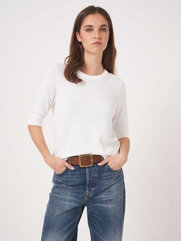 Basic-Kurzarm-Pullover aus Baumwollmischung image number 0