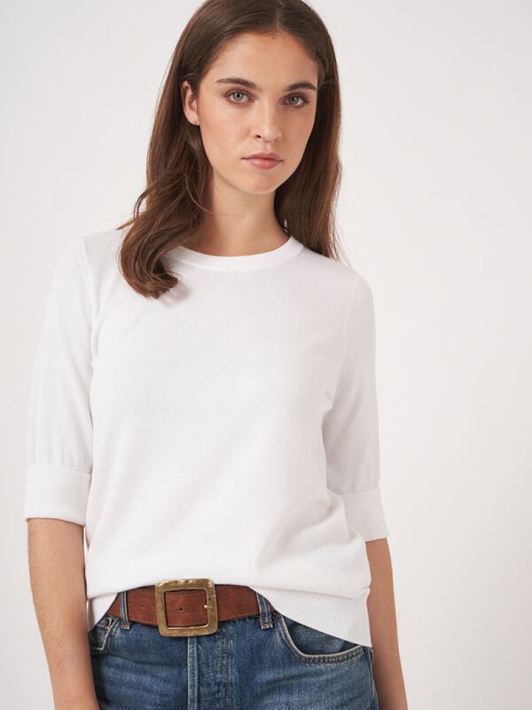 Basic-Kurzarm-Pullover aus Baumwollmischung image number 1